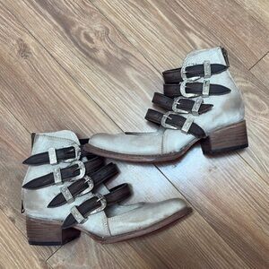 Freebird Tan and Brown Ankle Boots with Buckle Detail